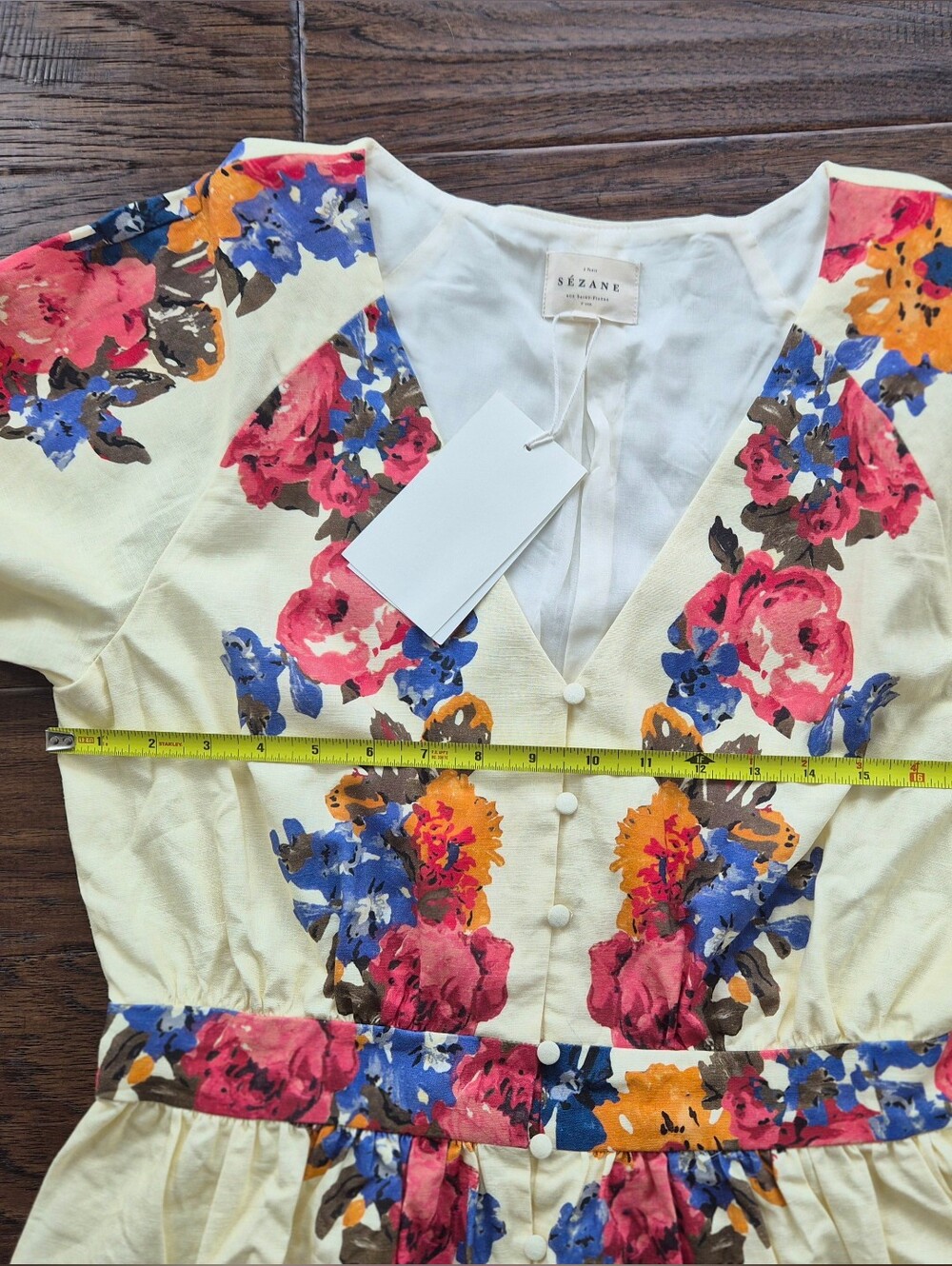 *NWT* [Sezane] Amore Dress In Maxi Roses, Size US 40/8, Part Linen - Picture 5 of 12